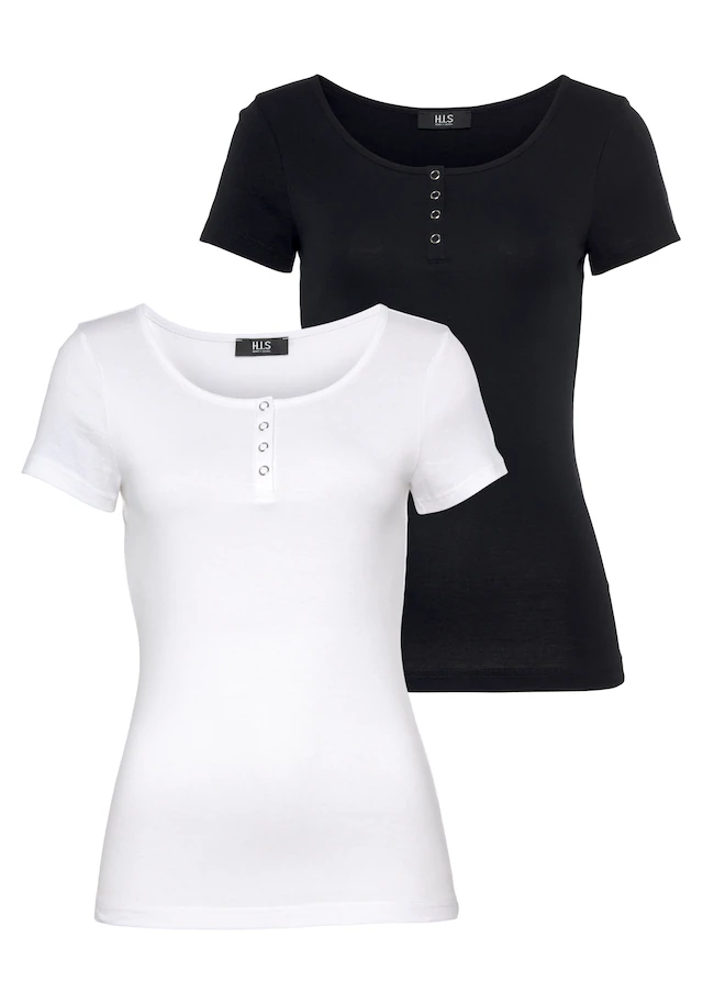 H.I.S T-Shirt Set, 2 Stk. Kurzarm,unifarben,aus Baumwolle,im Set erhältlich