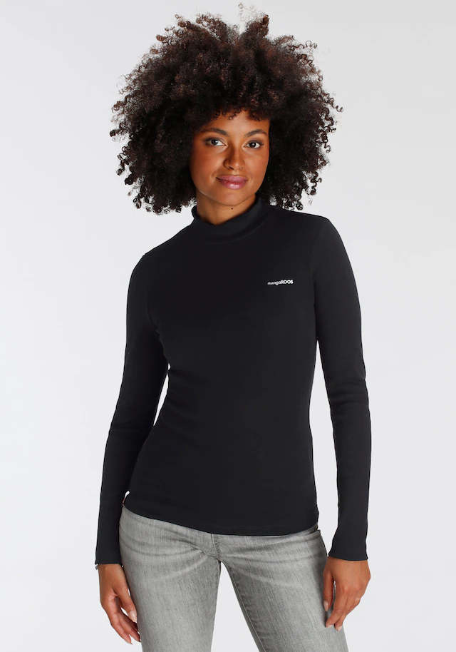 KangaROOS Longsleeve Langarm,sehr figurbetont,unifarben,Stehkragen