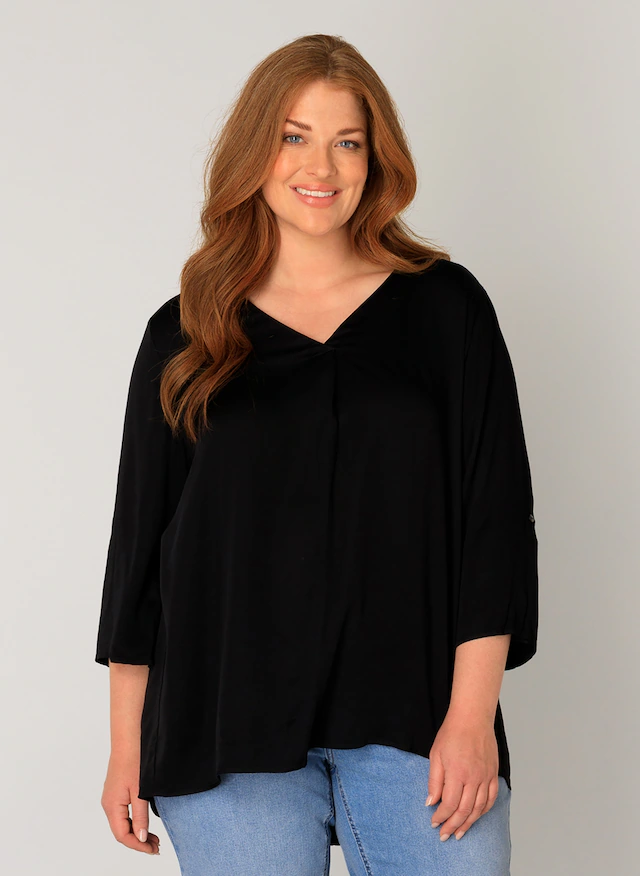 Base Level Curvy Shirtbluse »Yanina« mit V-Ausschnitt