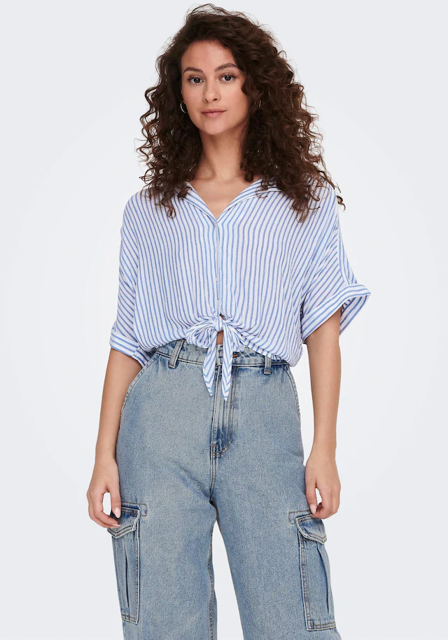 ONLY Kurzarmbluse »ONLPAULA LIFE S/S TIE SHIRT WVN NOOS« Viskose, regular fit