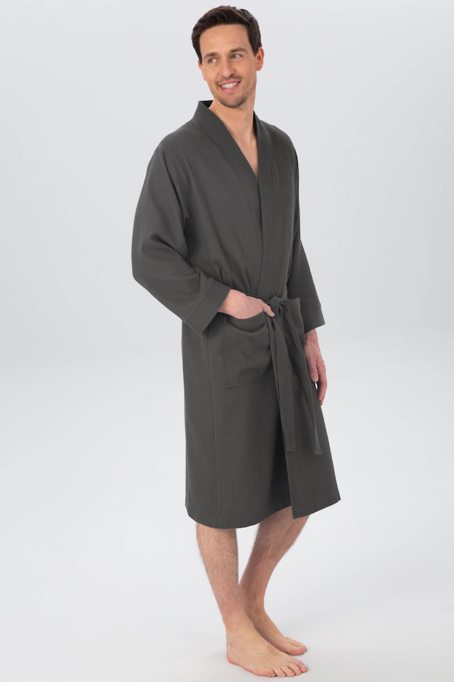 OTTO home Unisex-Bademantel »Vanessa, ideal für Sauna & Spa, Hotelbademantel, Morgenmantel« 1 Stk. Taschen, Damen & Herren, Waffelpiqué, sehr leichte Qualität, S-3XL