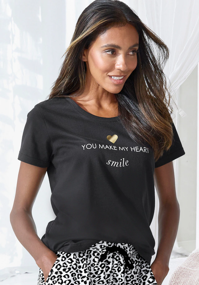 Vivance Dreams Pyjamaoberteil mit Foliendruck