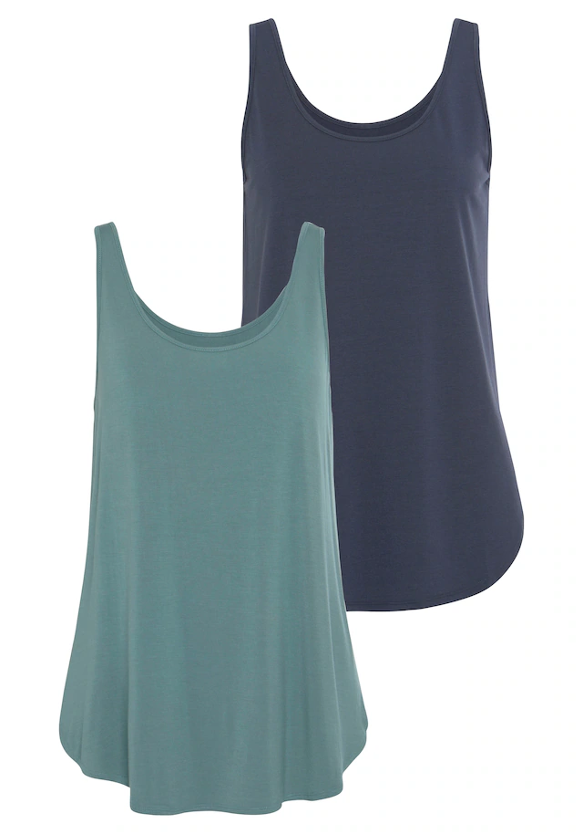 LASCANA Longtop »mit gerundetem Saum« 2er-Pack,aus weichem Viskose-Stretch