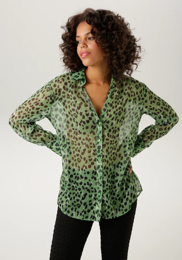 Aniston CASUAL Hemdbluse mit trendfarbenem Animal-Print