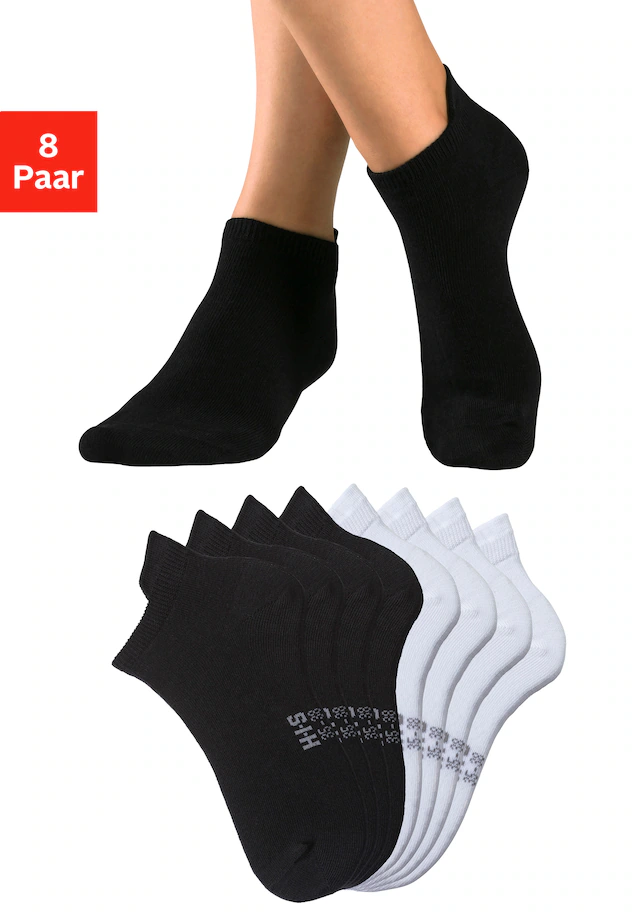 H.I.S Sneakersocken Packung, 8 Stk. tlg. mit verlängertem Bündchen hinten