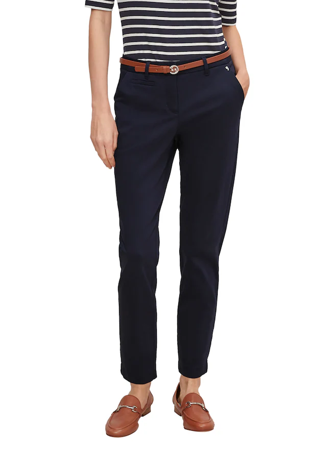 Comma Chinohose mit Gürtel und Stretch