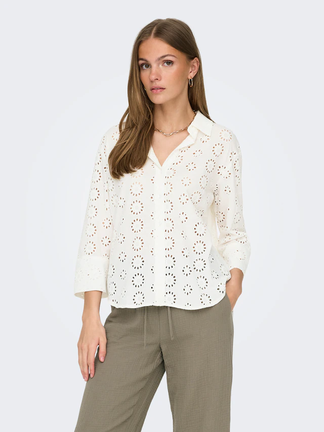 JDY Hemdbluse »JDYTALLIE 3/4 LONG SHIRT WVN NOOS« mit Lochstickerei-Detail