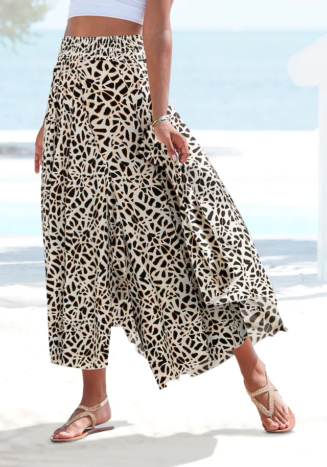 LASCANA Hosenrock mit grafischem Alloverdruck, Culotte, extraweites Bein, luftige Hose