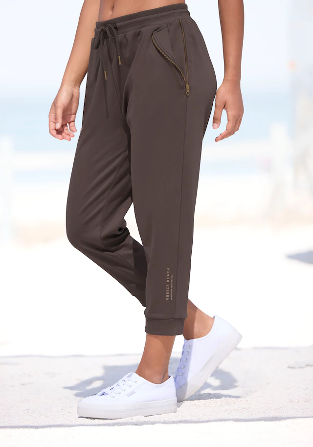 Venice Beach 7/8-Hose mit Reißverschlussdetails an den Taschen, bequeme Sweathose