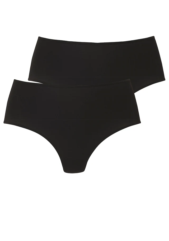 LASCANA High-Waist-String 2er-Pack,aus weicher und hoch elastischer Microfaser