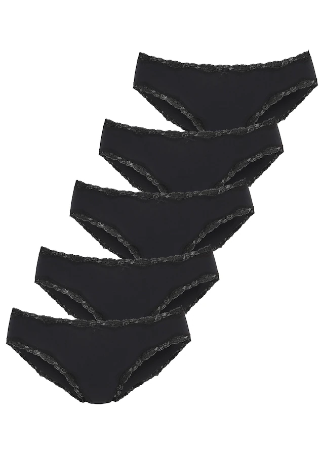 Vivance Jazz-Pants Slips 5er-Pack,aus elastischer Baumwolle, mit Spitzenabschluss