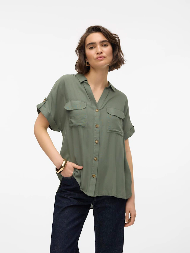 Vero Moda Kurzarmbluse »VMBUMPY S/S SHIRT WVN GA NOOS« Viskose, regular fit