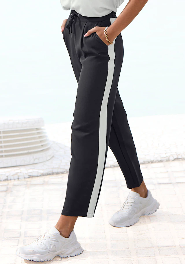 Vivance Schlupfhose mit sportlichen Kontraststreifen, leichte Sommerhose, knitterfrei