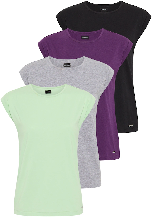 Laura Scott T-Shirt 4-er Pack,in modernen Farben
