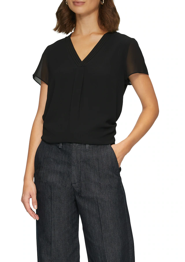 s.Oliver BLACK LABEL Shirtbluse in Doppel-Layer-Optik und mit V-Ausschnitt