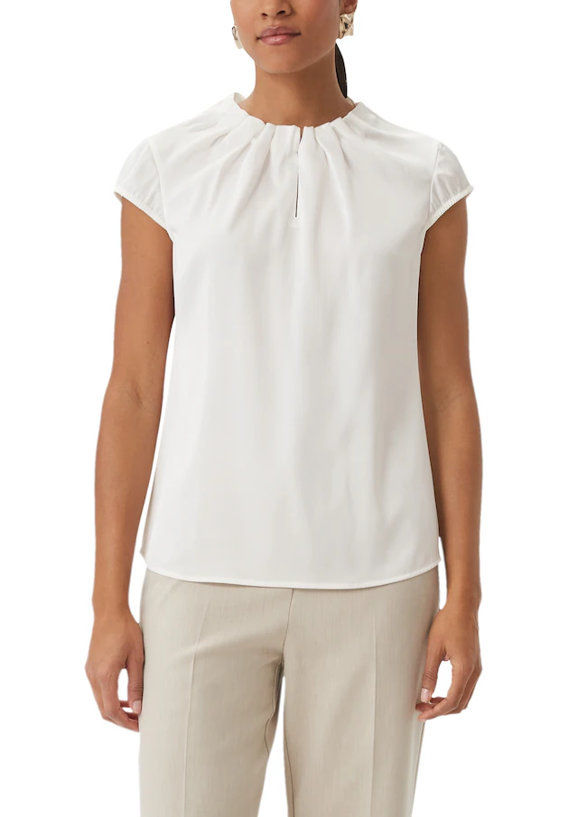 Comma Satinbluse mit Raffung am Hals