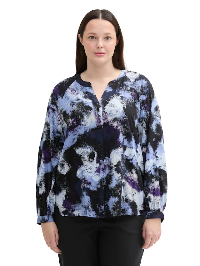 TOM TAILOR PLUS Langarmbluse mit Allover-Print