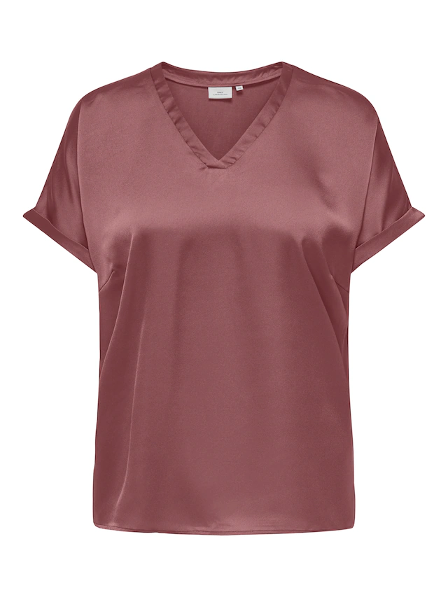 ONLY CARMAKOMA Shirtbluse »CARBRYNJA LIFE S/S IN-ONE TOP WVN« in glänzender Optik
