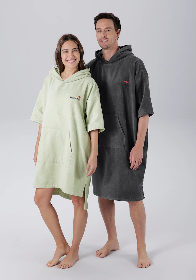 KangaROOS Badeponcho »Summer, ideal für Sauna, Spa & im Urlaub, Damen & Herren« 1 Stk. Surfponcho, mit Bauchtasche, 100% Baumwolle, Frottee