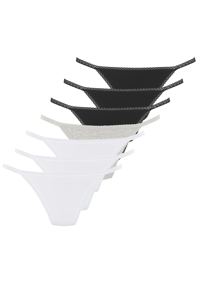 Vivance String 7er-Pack,mit feiner Spitzeneinfassung und aus weicher Baumwollqualität