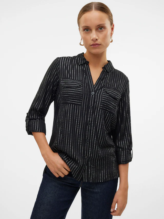 Vero Moda Hemdbluse »VMBUMPY LS GLITTER SHIRT WVN GA NOOS« mit Glitzereffekt