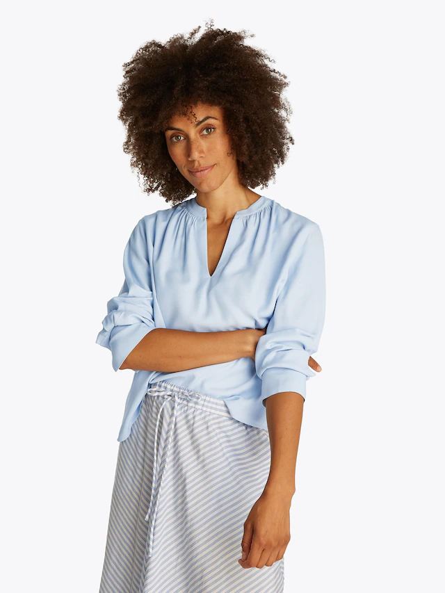 Tommy Hilfiger Langarmbluse »SOFT VIS V NECK LS BLOUSE« mit Raffungen