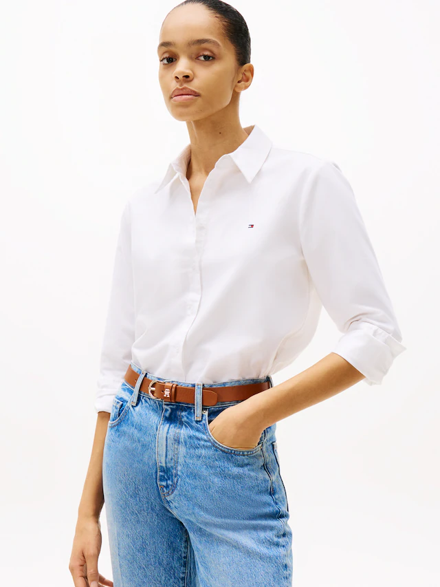 Tommy Hilfiger Hemdbluse »OXFORD RELAXED FIT SHIRT mit Hemdblusenkragen und Stickerei« Baumwolle, relaxed fit
