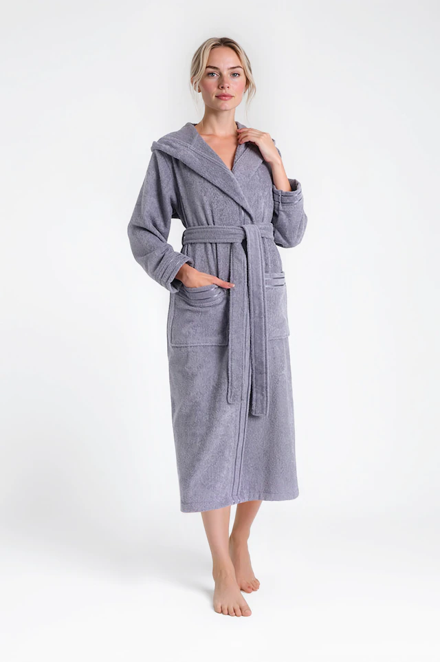 Bruno Banani Damenbademantel »Clement, ideal für Sauna & Spa, Hotelbademantel, Morgenmantel« 1 Stk. 100% Baumwolle, einfarbig, glänzende Streifen-Bordüre, Taschen, XS-3XL