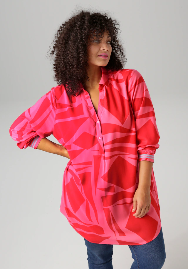 Aniston PLUS Longbluse mit farbenfrohem, großflächigem Druck