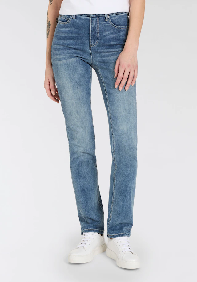 Arizona Gerade Jeans »Ultra-Stretch« Used-Look-Waschung