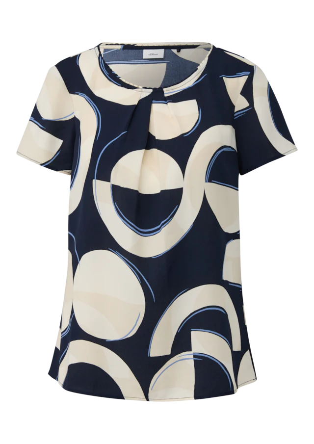 s.Oliver BLACK LABEL Kurzarmbluse mit All-Over Print