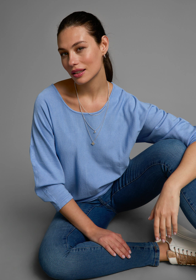 Laura Scott Fledermauspullover mit 3/4 Ärmeln und lässiger Form