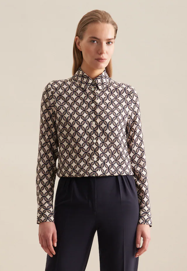 seidensticker Hemdbluse »Schwarze Rose« 1/1 Kragen Druck