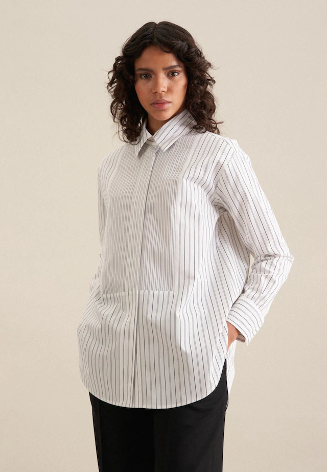 seidensticker Longbluse »Schwarze Rose« Langarm Kragen Streifen