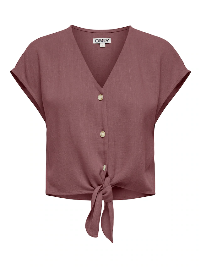 ONLY Kurzarmbluse »ONLSIESTA SS KNOT LIN BL SHIRT PNT NOOS« Viskosemischung, regular fit