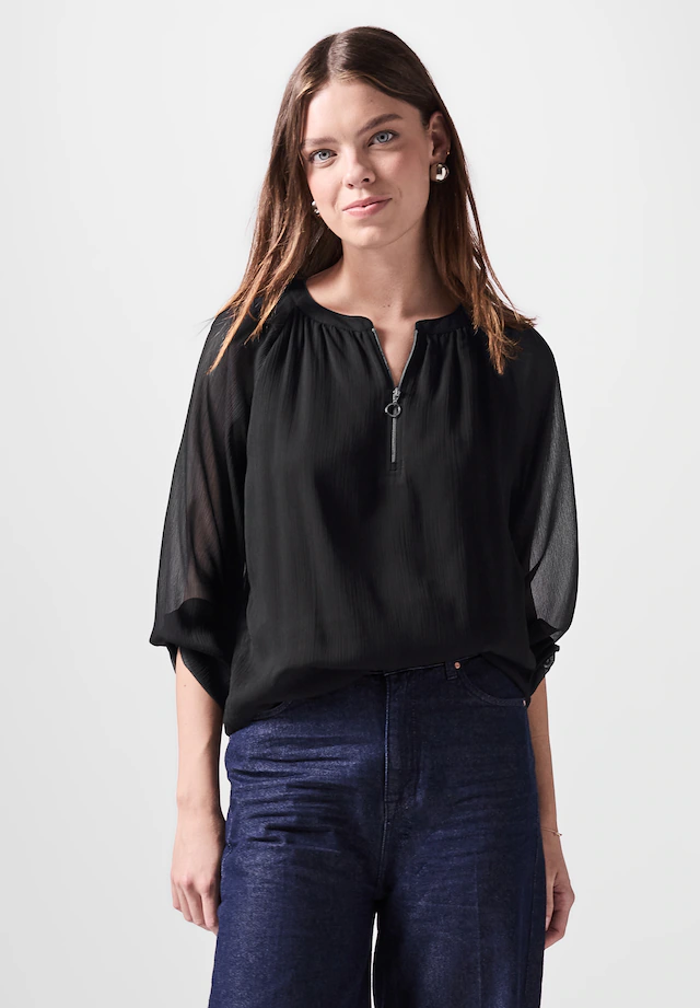 STREET ONE STUDIO Chiffonbluse mit Rundhalsausschnitt