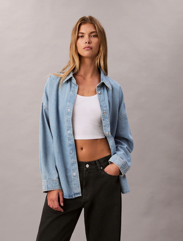 Calvin Klein Jeans Hemdbluse »RLXD LNN DNM SHRT AR« Mit Rundhalsausschnitt