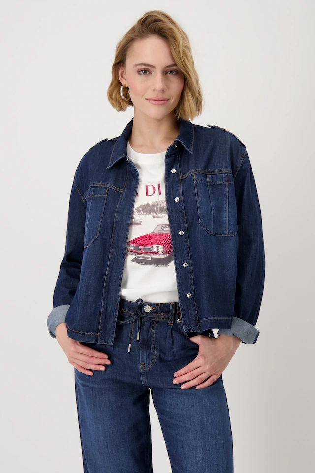 Monari Jeansblazer mit aufgesetzten Taschen
