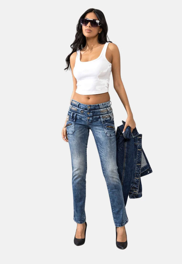 Cipo & Baxx Slim-fit-Jeans »Jeans« mit Dreifachbund, WD345