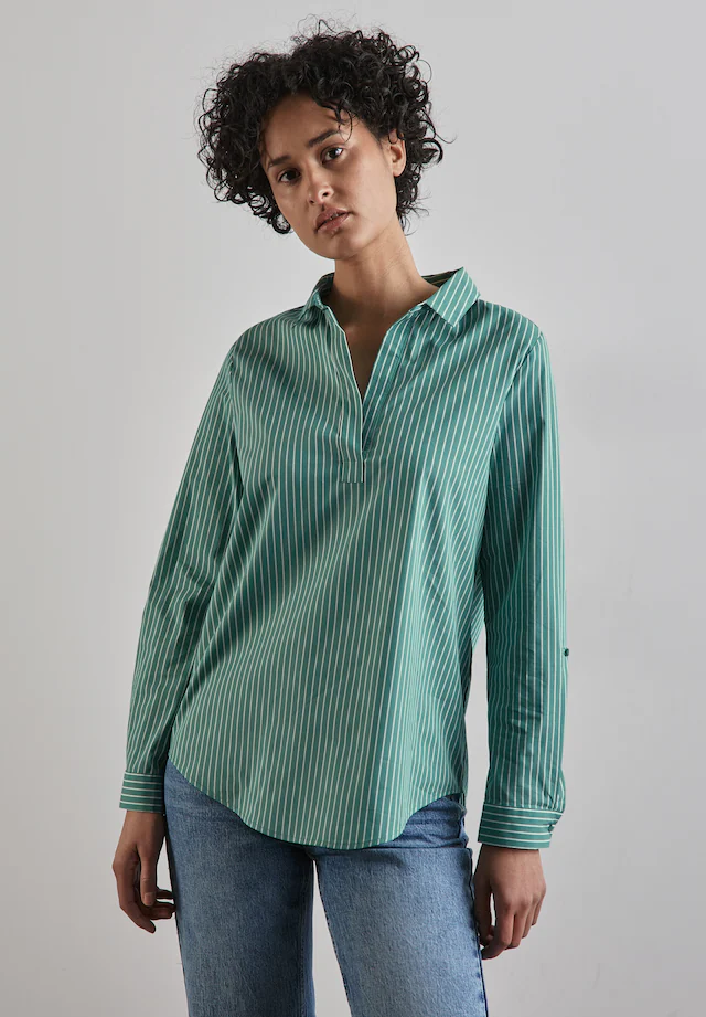 STREET ONE Longbluse aus Baumwolle mit Stretchanteil