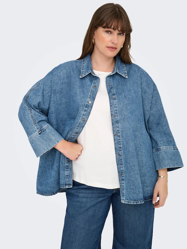 ONLY CARMAKOMA Jeansbluse »CARGRACE 3/4 DNM SHIRT CRO«