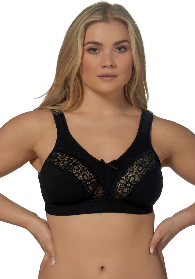 Elbrina Bügelloser BH 1 Stk. mit Spitze, mit Schleife, breite Träger, ohne Bügel, Baumwollmix