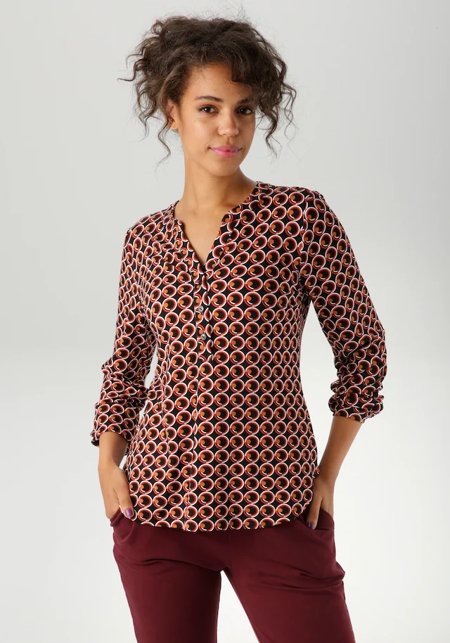 Aniston CASUAL Schlupfbluse mit ausdrucksvollem Retro-Druck