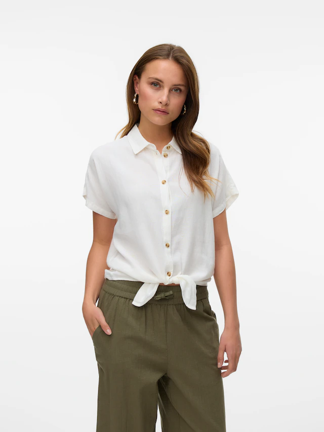 Vero Moda Kurzarmbluse »VMTHEA SS TIE SHIRT WVN NOOS« Viskosemischung, loose fit