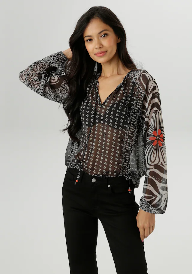 Aniston SELECTED Chiffonbluse aus transparentem Chiffon