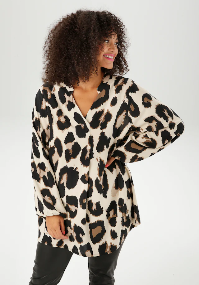 Aniston PLUS Schlupfbluse mit trendigem Leoprint