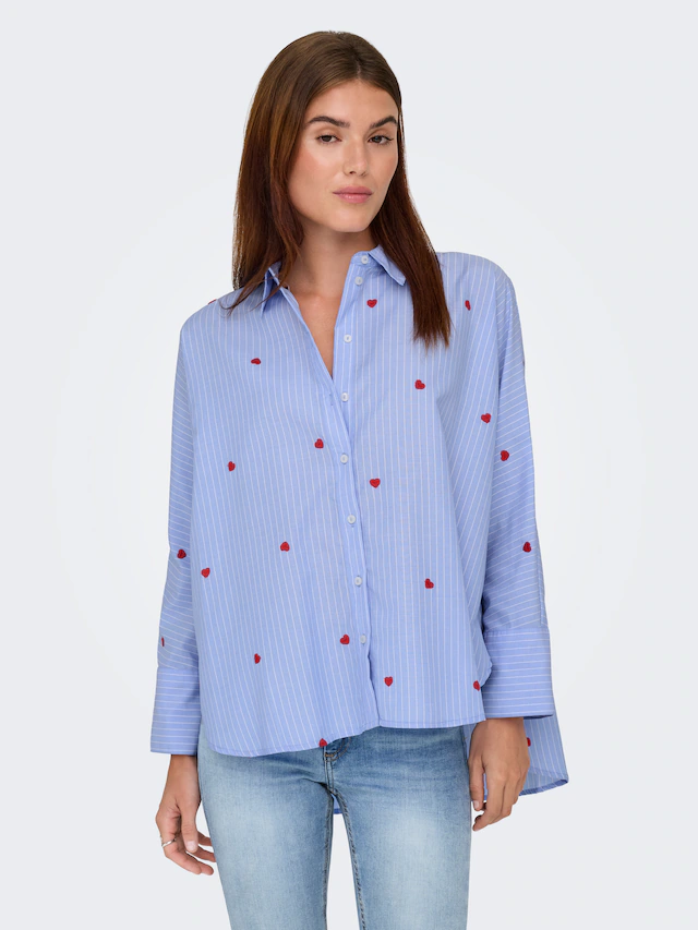 ONLY Hemdbluse »ONLNEW LINA GRACE LS STRIPE EMB SHIRT«