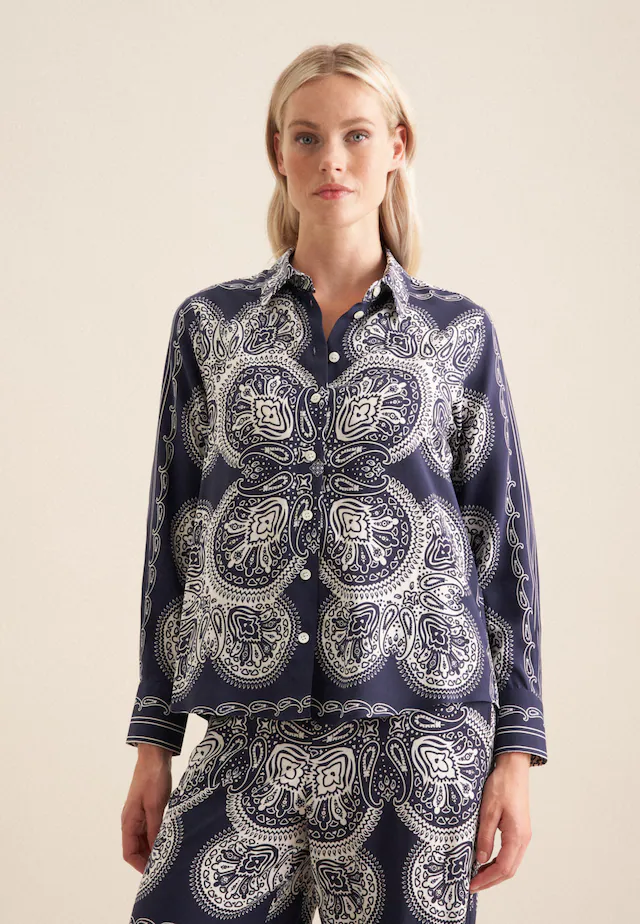 seidensticker Hemdbluse »Schwarze Rose« 1/1 Kragen Tuchprint