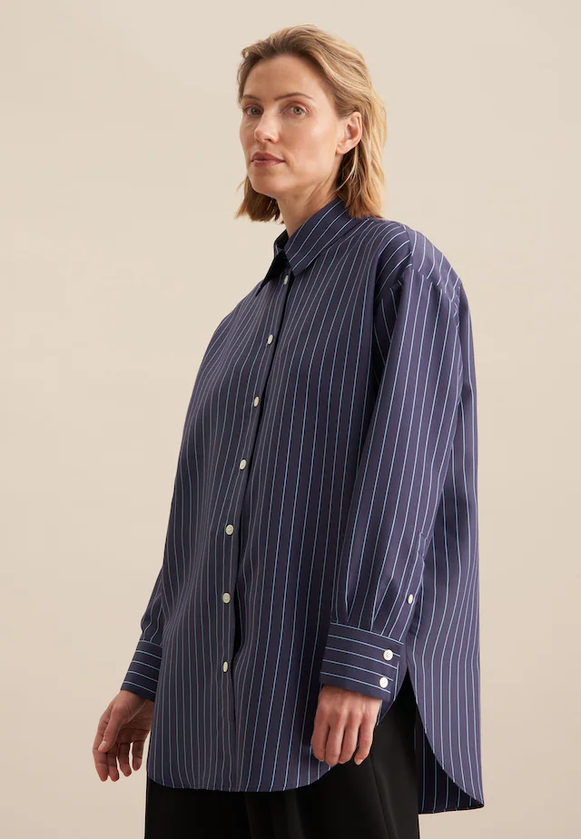 seidensticker Longbluse »Schwarze Rose« 1/1 Kragen Streifen