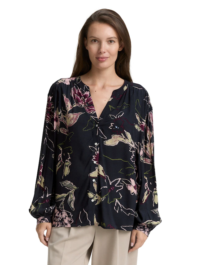TOM TAILOR Langarmbluse mit All-Over Print